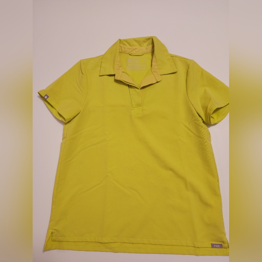 Figs Women's XS Citrine Yellow Polo Top